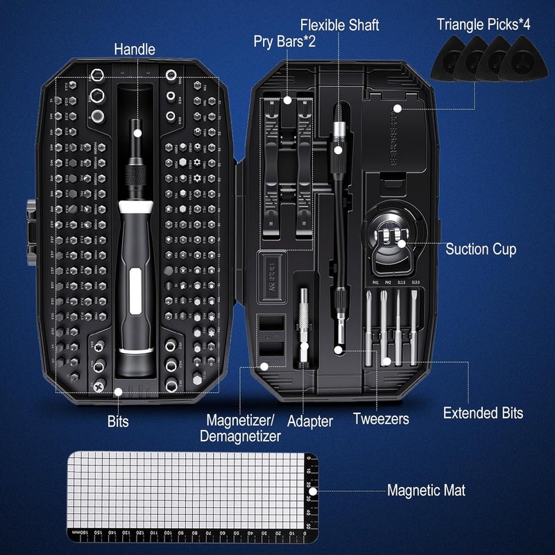 DikTalk 152Pcs Precision Screwdriver Set with 140 CR-V Bits,Magnetic Screwdriver Set with Storage Case&Accessories,Multi-Bit Electronics Repair Kit for iPhone,MacBook,Laptop,PC,Game Console,Tablet,Drone,etc - Image 2